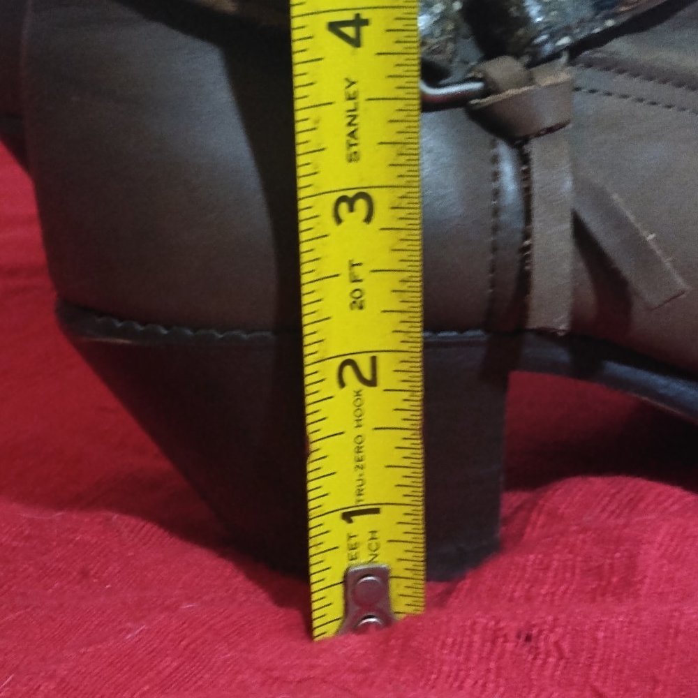Heeled western mid-calf boots taupe brown gray - Picture 4 of 5